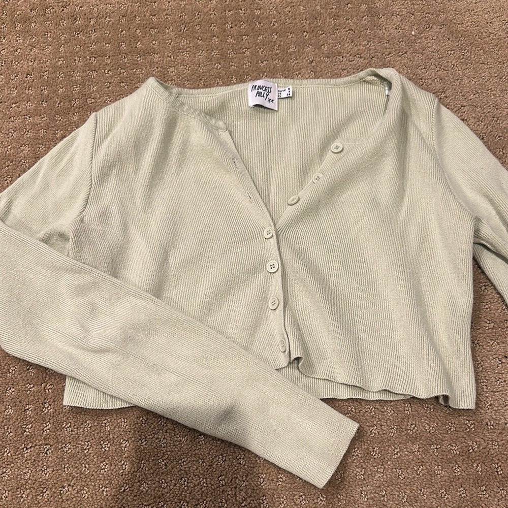 Princess Polly Light Green Cardigan